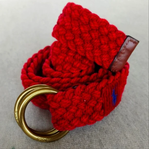 NWT Men's Ralph Lauren Polo Webbed Cotton O Ring Belt - Picture 8 of 9